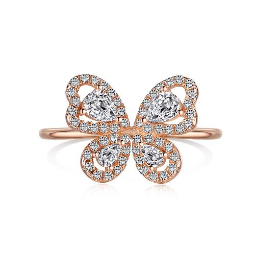 Shiny Butterfly Zirconia Band Ring