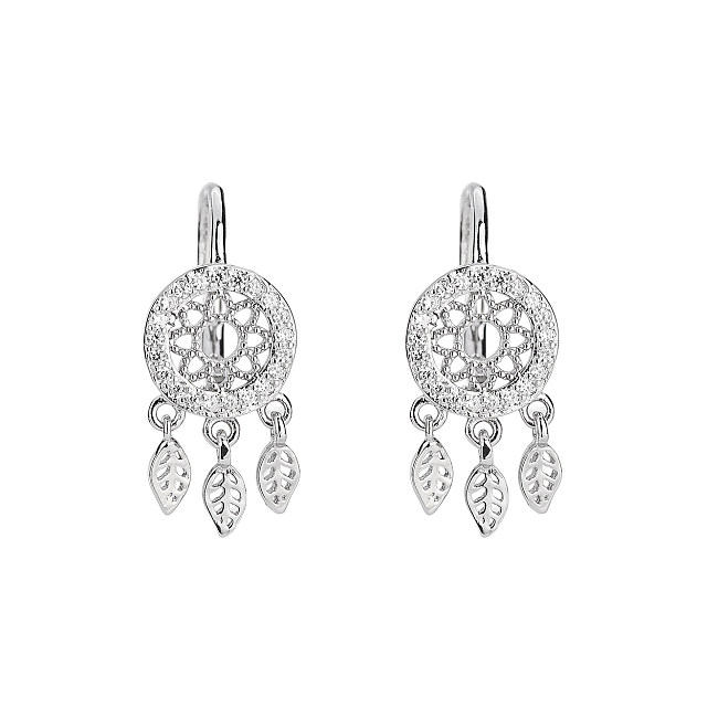 Silver Flower Leaf Hoop Earring