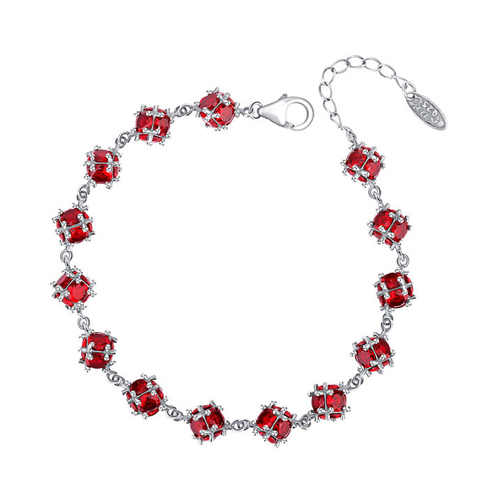 Birthday Stone Red Zirconia Chain Bracelets