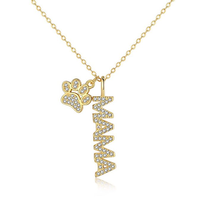 Halskette mit Fußabdruck „MaMa“-Buchstaben und Zirkonia