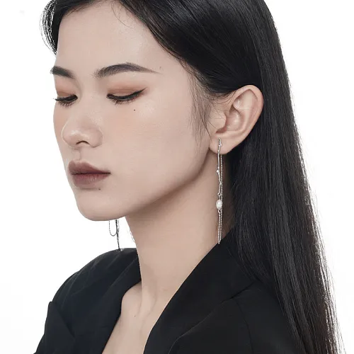 Unique Pearl Tassel Beads Stud Earring