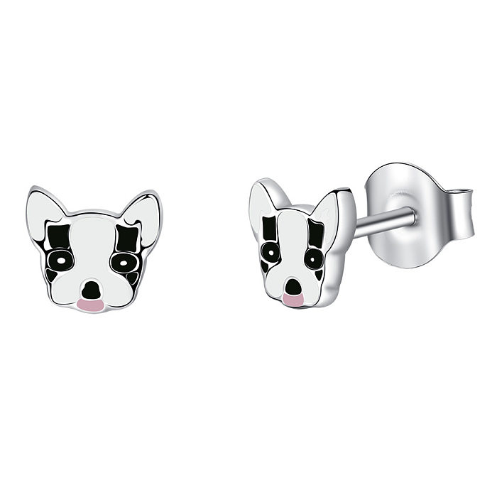 Brincos infantis prateados para cachorrinhos