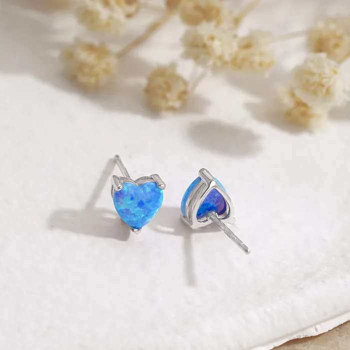 Heart Opal Stud Earring
