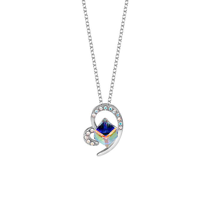 Österreichische Kristalle Halskette mit kubischem Zirkonia-Herzanhänger