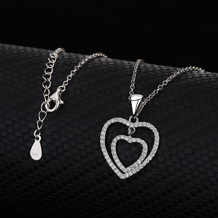 Silberne Herz-Halskette mit Zirkonia