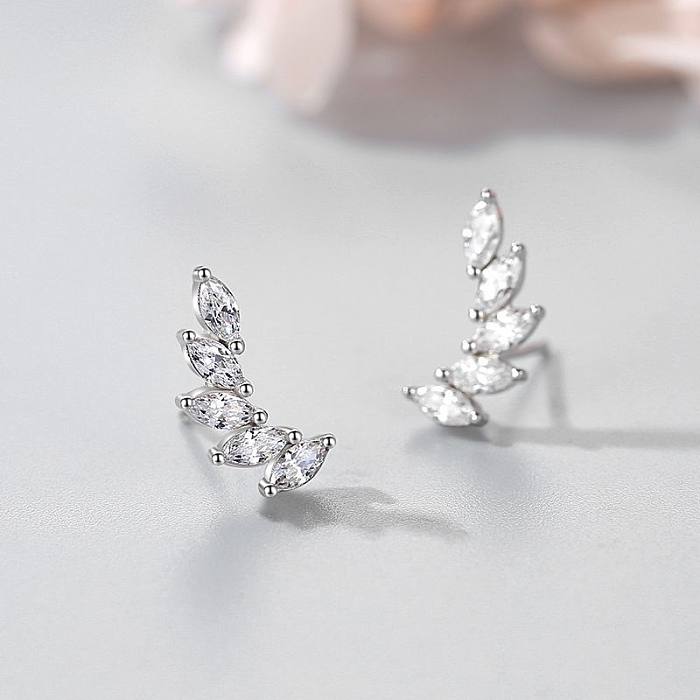 Sterling Silver Zirconia Wings Stud Earrings