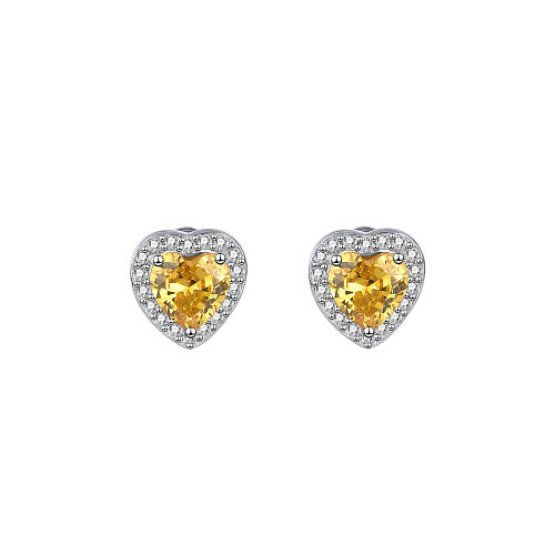 Austrian Crystals Cubic Zirconia Heart Stud Earring