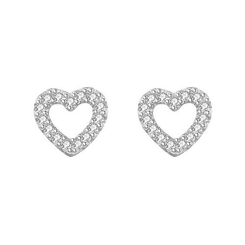 Sterling Silver Zirconia Heart Stud Earrings