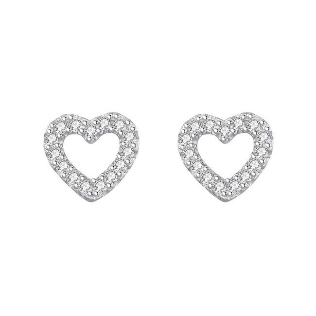 Sterling Silver Zirconia Heart Stud Earrings