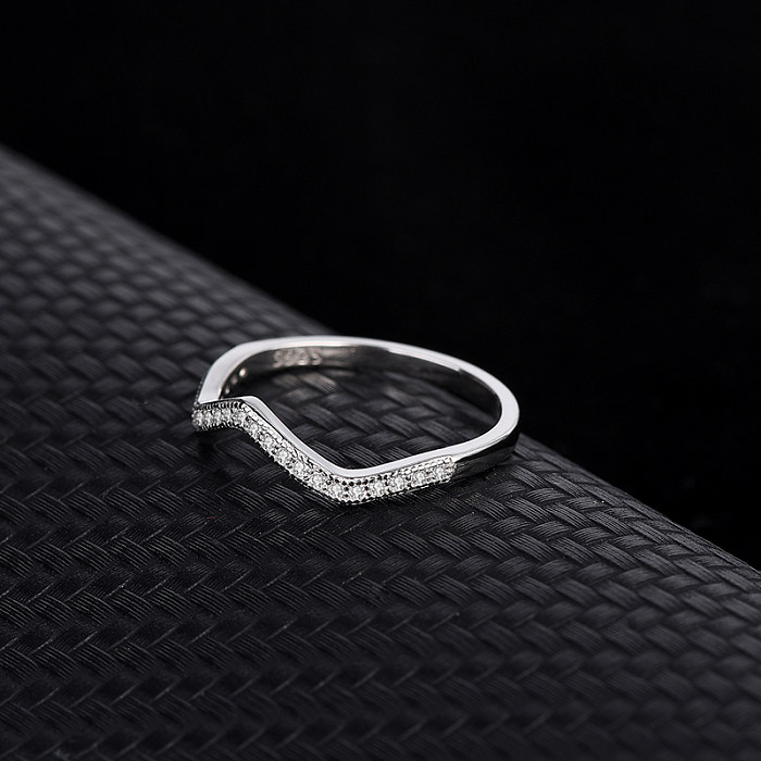 Silver Cubic Zirconia V Shape Band Ring