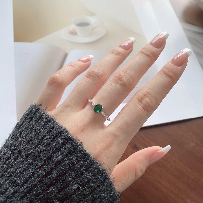 Vintage Oval Emerald Zirconia Solitaire Ring