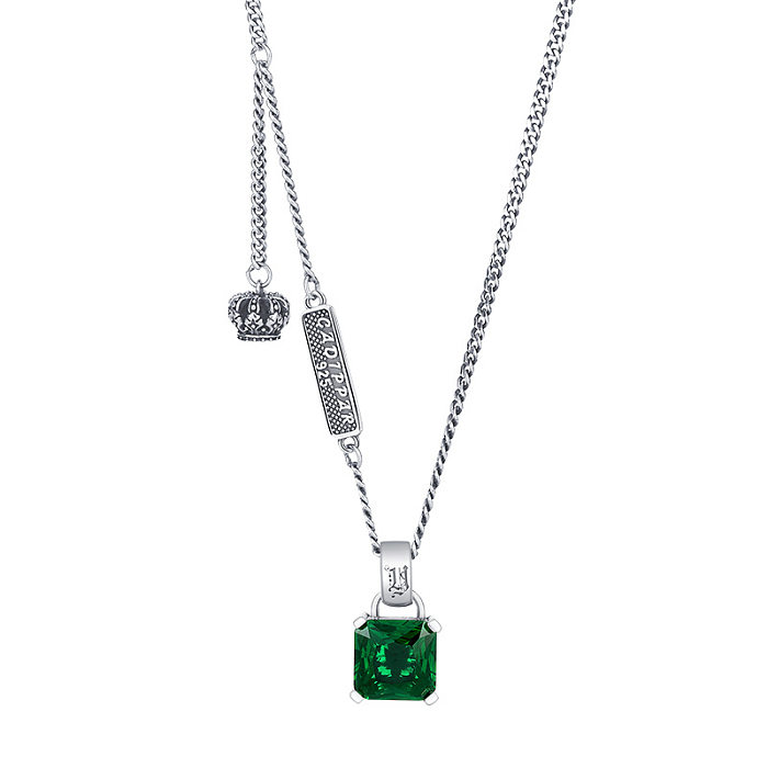 Vintage Emerald Zirconia Crown Necklaces