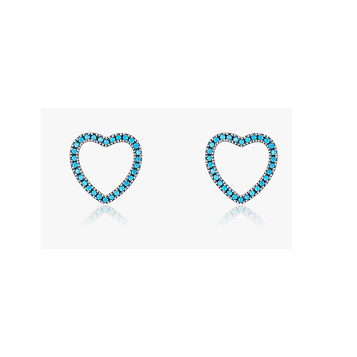 Sterling Silver Turquoise Heart Stud Earrings