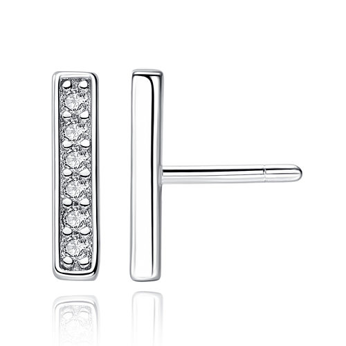 Sterling Silver Zirconia Line Stud Earrings