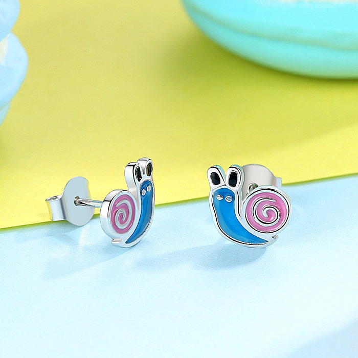 Kids Silver Snails Stud Earrings