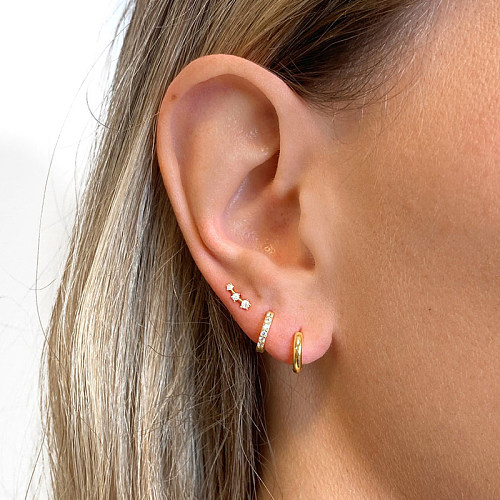 Silver Cubic Zirconia Line Stud Earrings
