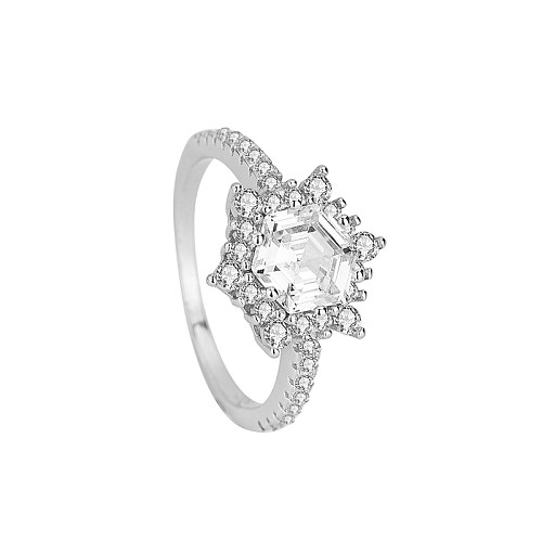 Cubic Zirconia Snowflake Solitaire Ring