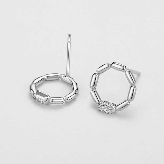 Sterling Silver Zirconia Knot Round Stud Earrings