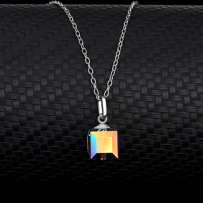 Austrian Crystals Cube Cubic Zirconia Pendant Necklace