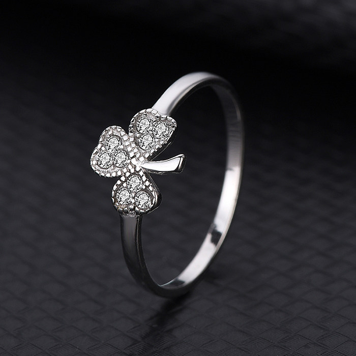 Silver Cubic Zirconia Clover Band Ring