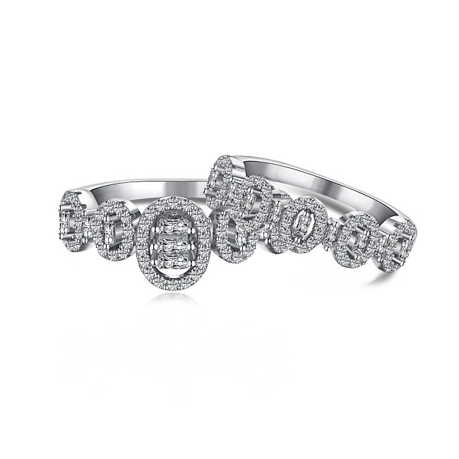 Sterling Silver Zirconia Oval Stackable Ring
