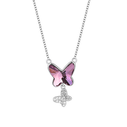 Austrian Crystals Butterfly Cubic Zirconia Pendant Necklace
