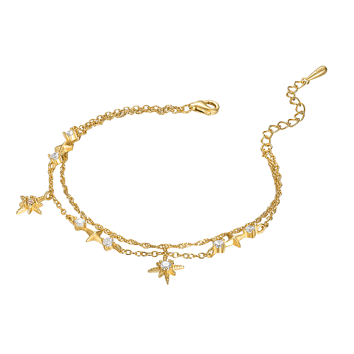 Bracelet chaîne en argent avec étoile et zircons cubiques