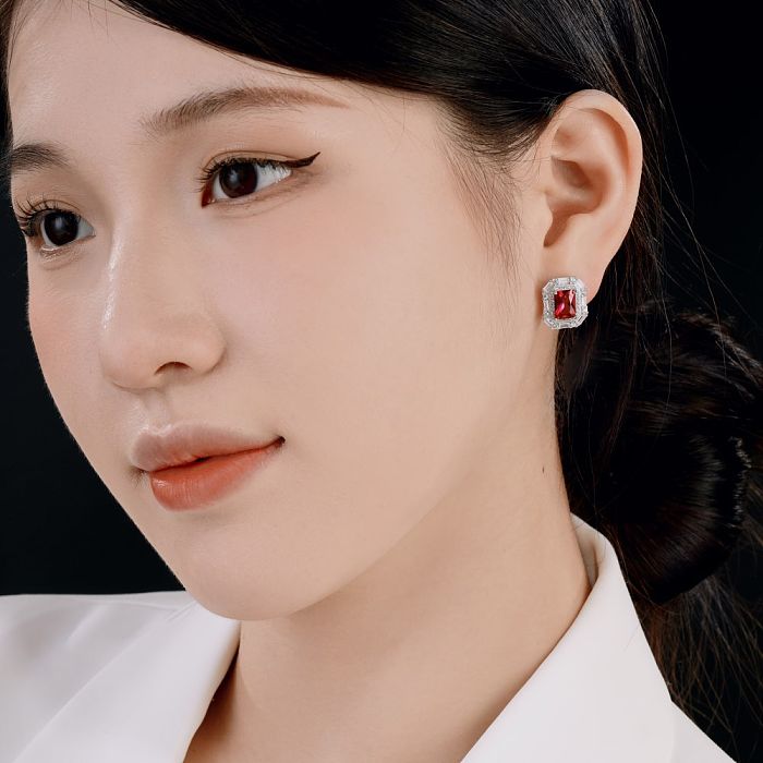 Luxury Rectangle Zirconia Stud Earring