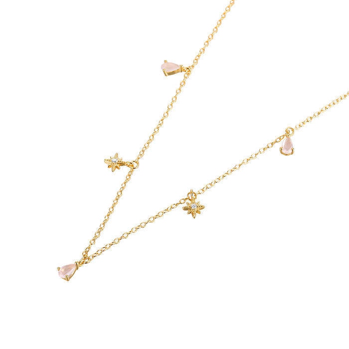 Silberne Halskette mit Stern-Wassertropfen-Anhänger und kubischem Zirkonia
