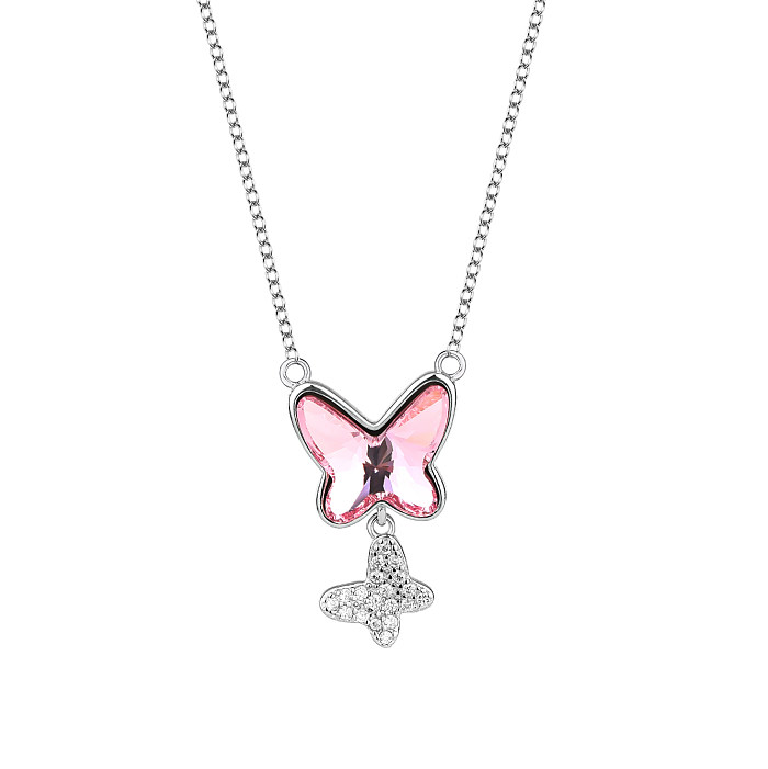 Austrian Crystals Butterfly Cubic Zirconia Pendant Necklace