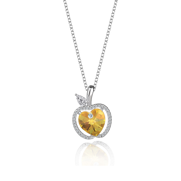 Collier avec pendentif en forme de cœur et de pomme avec cristaux autrichiens et zircone cubique
