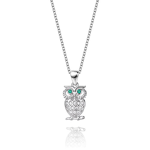 Cubic Zirconia Owl Pendant Necklace