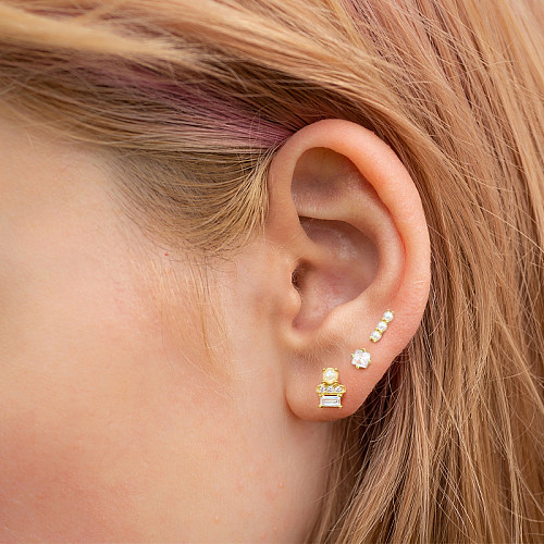 pcs Silver Cubic Zirconia Pearl Earring Set