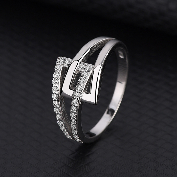 Silver Cubic Zirconia Belt Band Ring