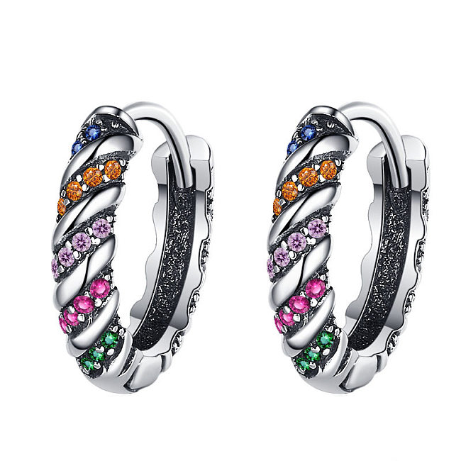 Vintage Rainbow Zirconia Hoop Earrings