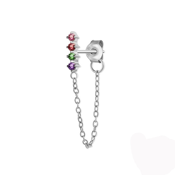 pcs Silver Cubic Zirconia Earring with Chain