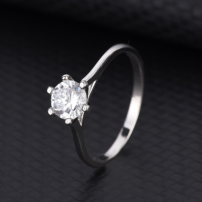 Silver Cubic Zirconia Solitaire Ring