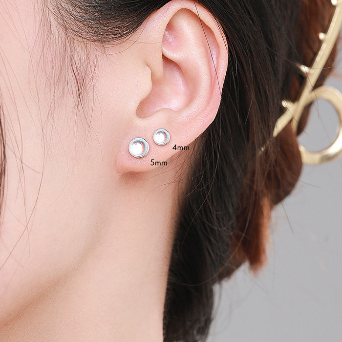 //mm Sterling Silver Moonstone Stud Earrings
