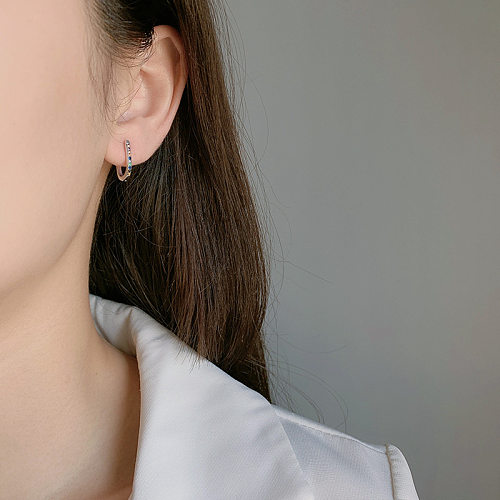 Rainbow Zirconia U Shape Hoop Earrings