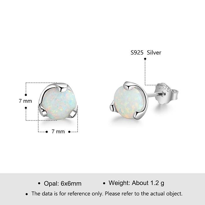 mm Round Opal Stud Earring