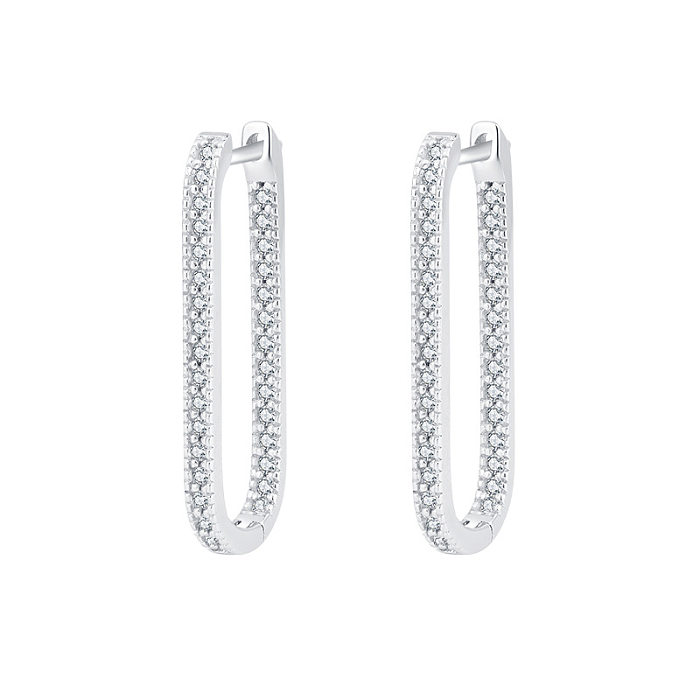 Zirconia U Shape Hoop Earrings