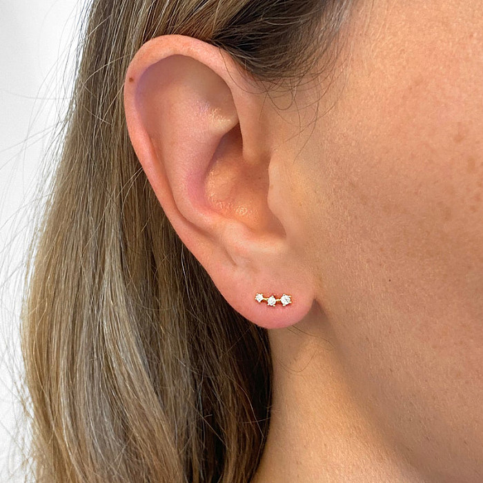 Silver Cubic Zirconia Line Stud Earrings