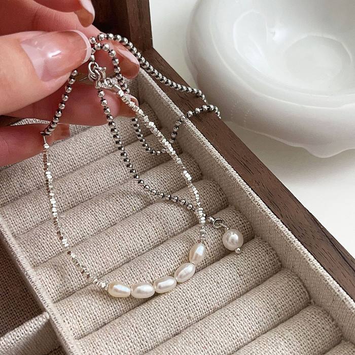 Mini Crash Silver Pearl Necklace