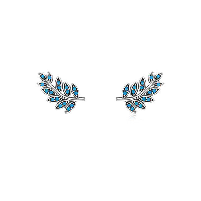 Sterling Silver Turquoise Leaf Stud Earring