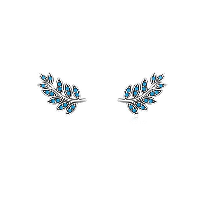 Sterling Silver Turquoise Leaf Stud Earring