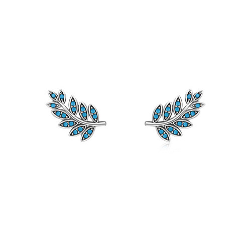 Sterling Silver Turquoise Leaf Stud Earring