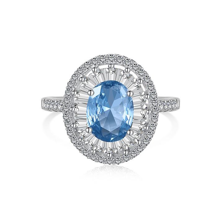 Vintage ovaler Aquamarin-Zirkonia-Ring