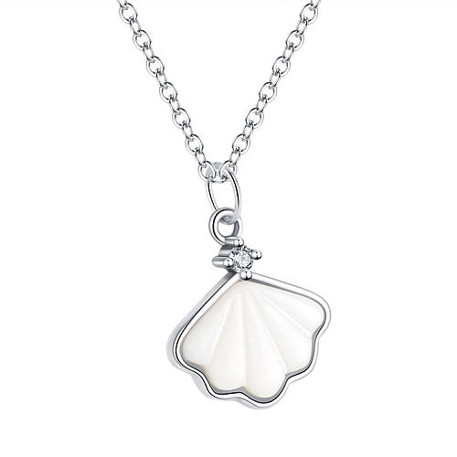 White Shell Zirconia Pendant Necklaces