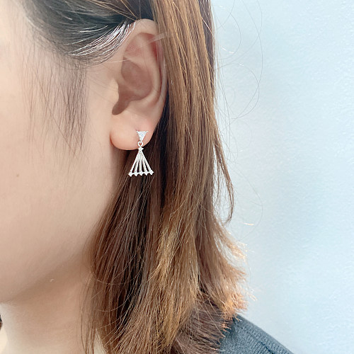Cubic Zirconia Triangle Stud Earring