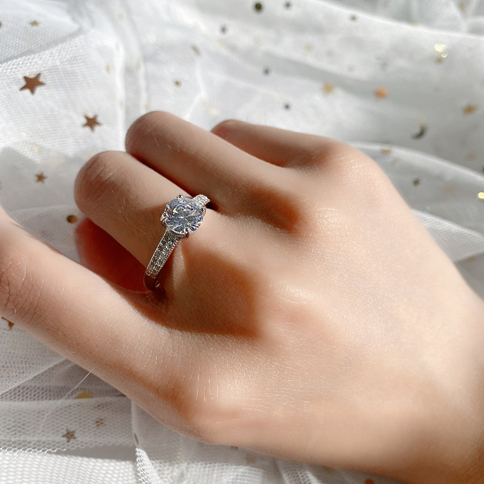 Silver Cubic Zirconia Solitaire Ring